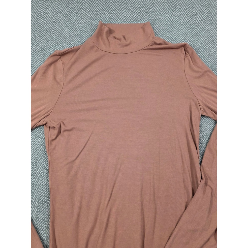 SHEIN Womens Mock Neck Long Sleeve Top Mauve Rose Brown Size M Jersey Knit Base - Picture 3 of 7